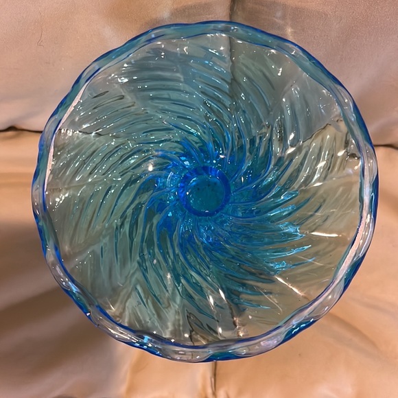 Teal or Aqua Blue Elegant 4 1/4” Swirled Candlestick - Picture 4 of 5